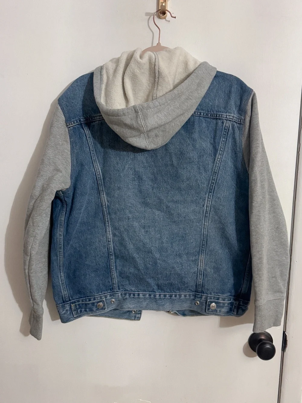 Men’s Levi's Hybrid Hoodie Trucker Denim Gray Sweat Jacket size Small - Picture 5 of 9